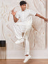 Men's White Viscose Kurta And Patiala Set